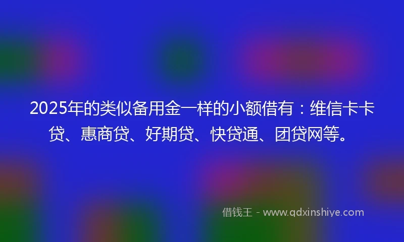 2025年的类似备用金一样的小额借有：维信卡卡贷、惠商贷、好期贷、快贷通、团贷网等。