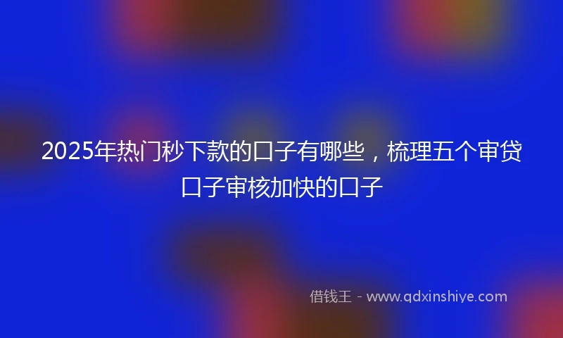 2025年热门秒下款的口子有哪些，梳理五个审贷口子审核加快的口子