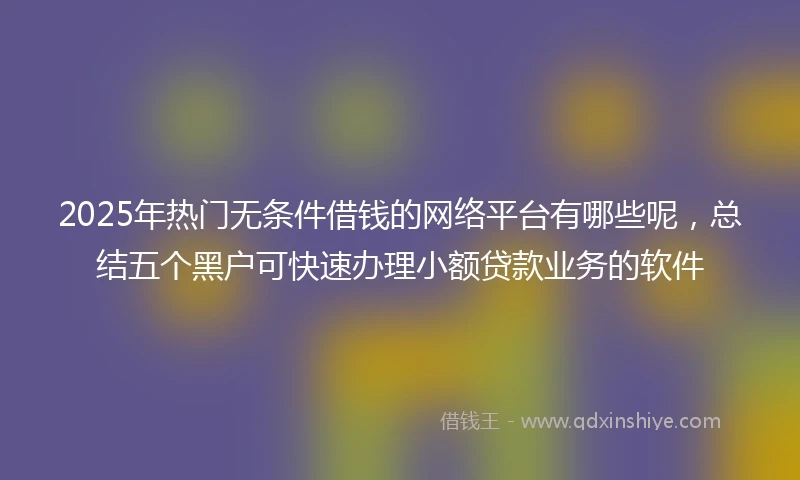 2025年热门无条件借钱的网络平台有哪些呢，总结五个黑户可快速办理小额贷款业务的软件