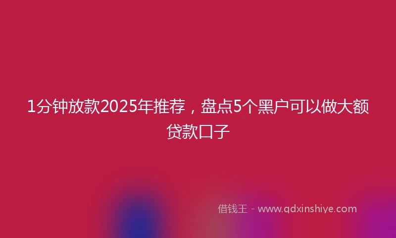 1分钟放款2025年推荐，盘点5个黑户可以做大额贷款口子