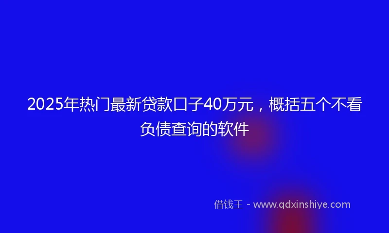 2025年热门最新贷款口子40万元，概括五个不看负债查询的软件