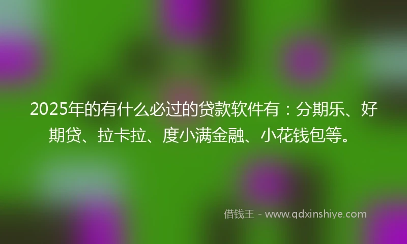 2025年的有什么必过的贷款软件有：分期乐、好期贷、拉卡拉、度小满金融、小花钱包等。