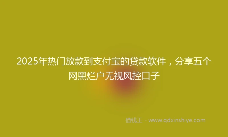 2025年热门放款到支付宝的贷款软件，分享五个网黑烂户无视风控口子