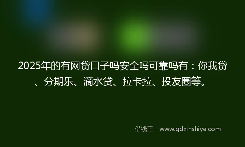 2025年的有网贷口子吗安全吗可靠吗有：你我贷、分期乐、滴水贷、拉卡拉、投友圈等。