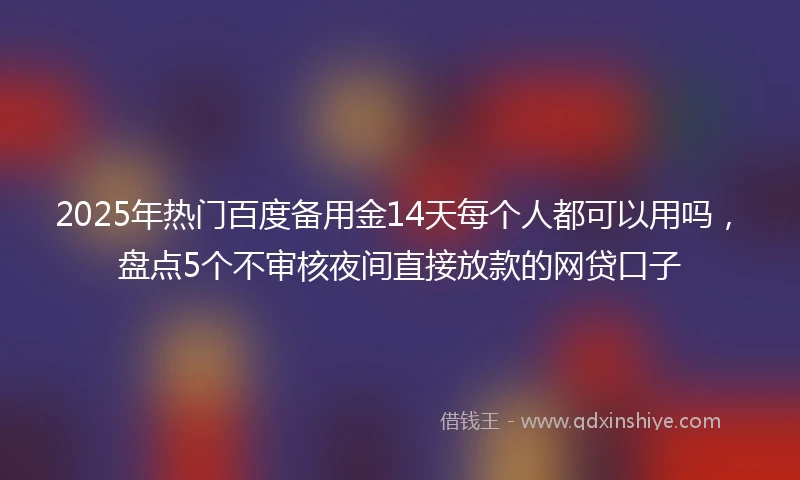 2025年热门百度备用金14天每个人都可以用吗，盘点5个不审核夜间直接放款的网贷口子