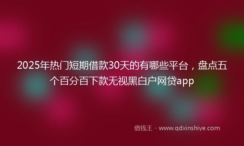 2025年热门短期借款30天的有哪些平台，盘点五个百分百下款无视黑白户网贷app