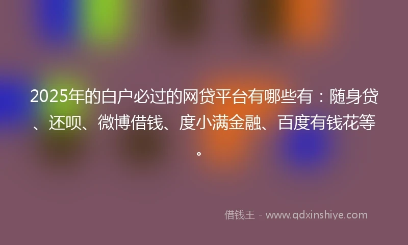 2025年的白户必过的网贷平台有哪些有：随身贷、还呗、微博借钱、度小满金融、百度有钱花等。