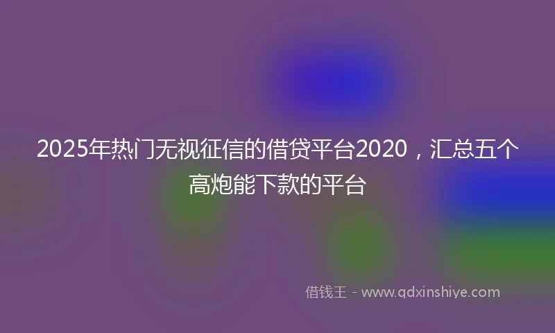 2025年热门无视征信的借贷平台2020，汇总五个高炮能下款的平台