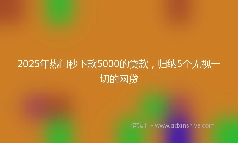 2025年热门秒下款5000的贷款，归纳5个无视一切的网贷