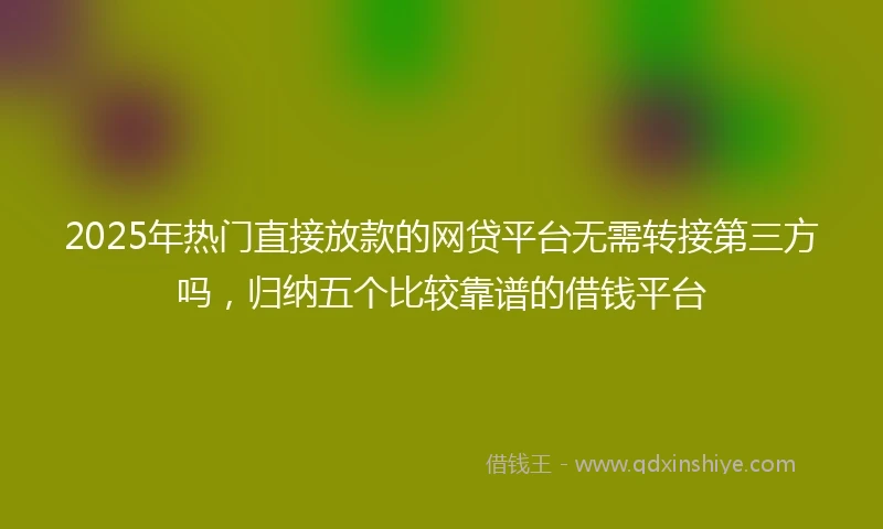 2025年热门直接放款的网贷平台无需转接第三方吗，归纳五个比较靠谱的借钱平台