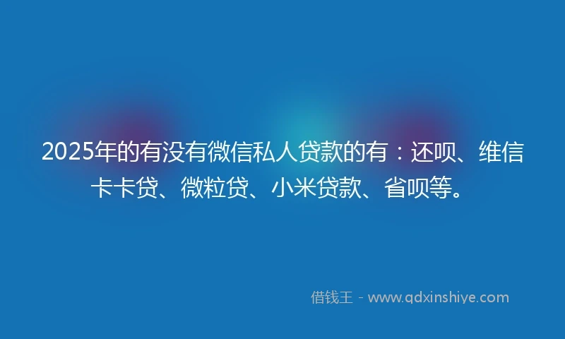 2025年的有没有微信私人贷款的有：还呗、维信卡卡贷、微粒贷、小米贷款、省呗等。