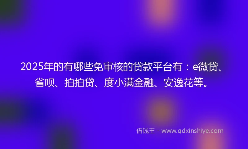 2025年的有哪些免审核的贷款平台有：e微贷、省呗、拍拍贷、度小满金融、安逸花等。