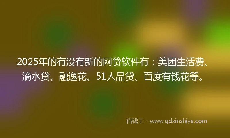 2025年的有没有新的网贷软件有：美团生活费、滴水贷、融逸花、51人品贷、百度有钱花等。