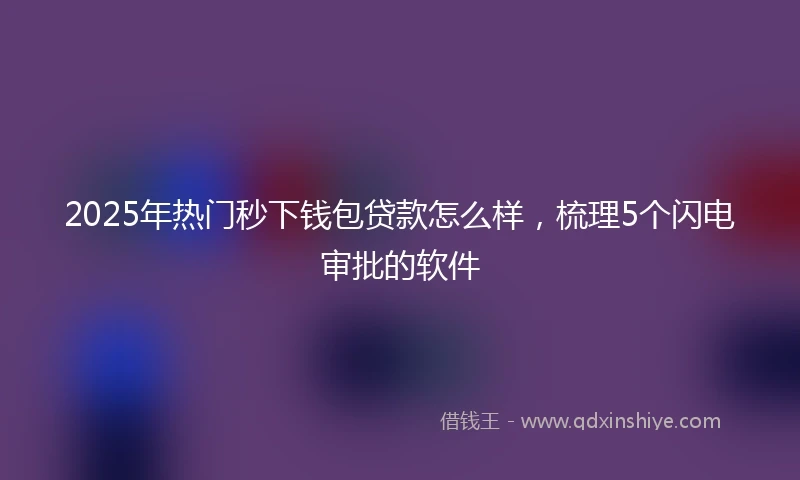 2025年热门秒下钱包贷款怎么样，梳理5个闪电审批的软件