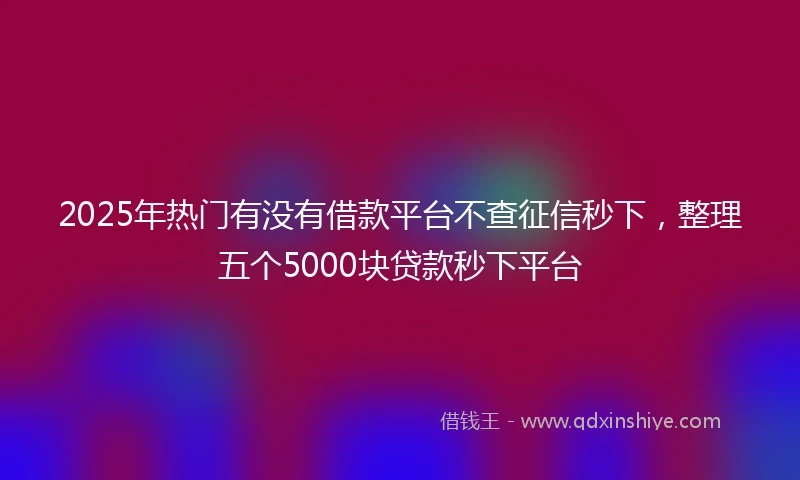 2025年热门有没有借款平台不查征信秒下，整理五个5000块贷款秒下平台