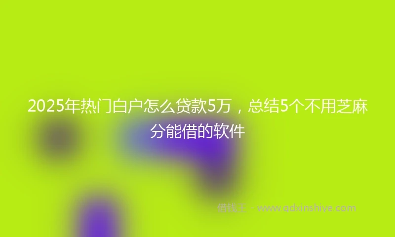 2025年热门白户怎么贷款5万，总结5个不用芝麻分能借的软件