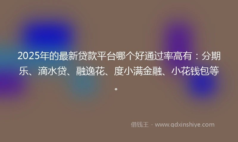 2025年的最新贷款平台哪个好通过率高有：分期乐、滴水贷、融逸花、度小满金融、小花钱包等。