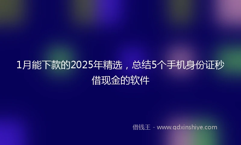 1月能下款的2025年精选，总结5个手机身份证秒借现金的软件
