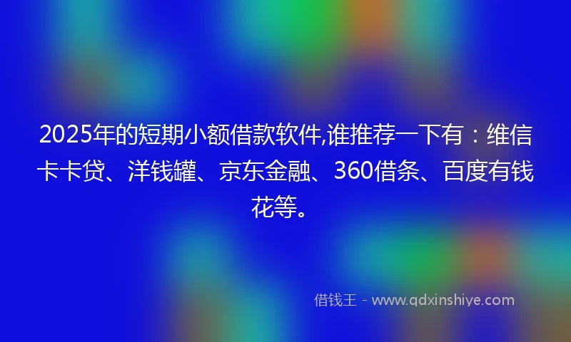 2025年的短期小额借款软件,谁推荐一下有：维信卡卡贷、洋钱罐、京东金融、360借条、百度有钱花等。