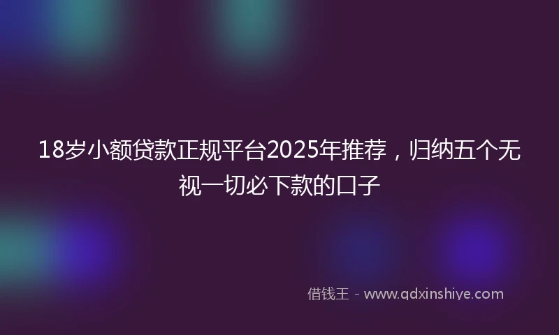 18岁小额贷款正规平台2025年推荐，归纳五个无视一切必下款的口子