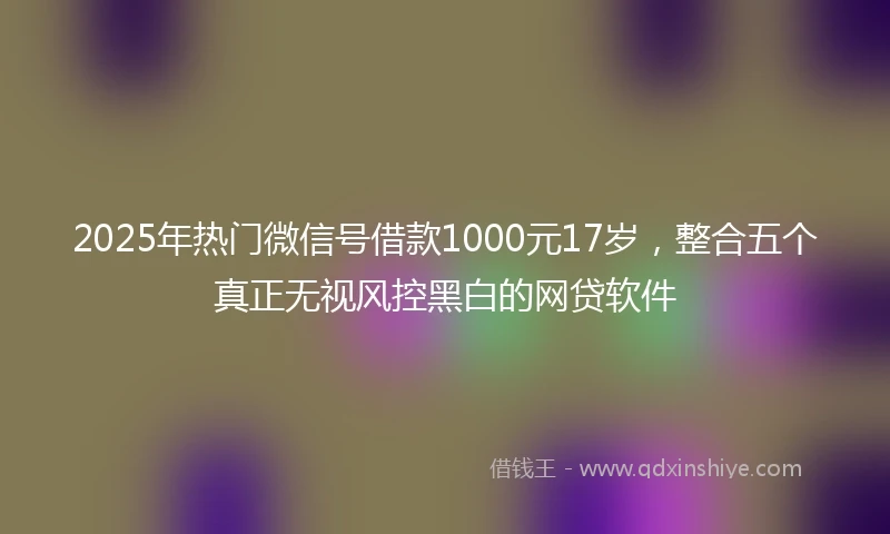 2025年热门微信号借款1000元17岁，整合五个真正无视风控黑白的网贷软件
