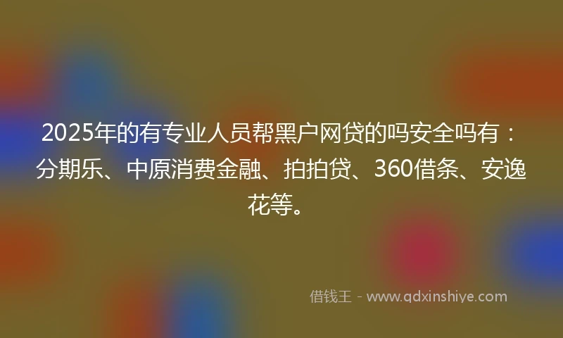 2025年的有专业人员帮黑户网贷的吗安全吗有：分期乐、中原消费金融、拍拍贷、360借条、安逸花等。
