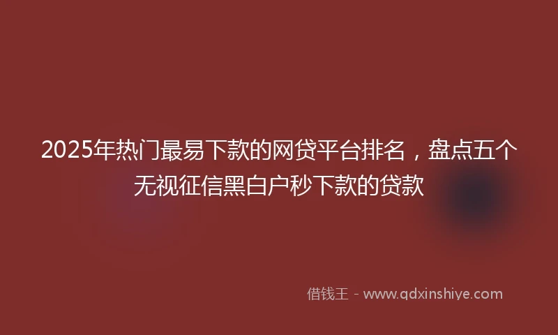 2025年热门最易下款的网贷平台排名，盘点五个无视征信黑白户秒下款的贷款