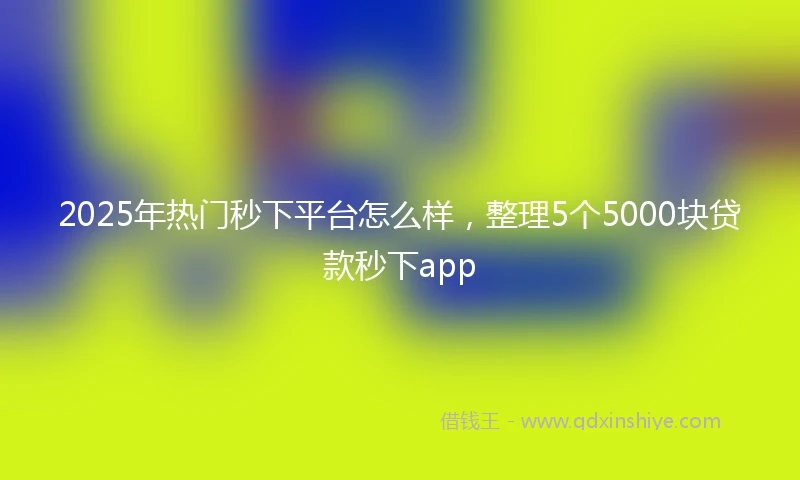 2025年热门秒下平台怎么样,整理5个5000块贷款秒下app
