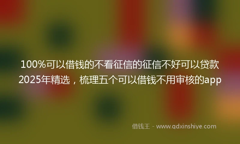 100%可以借钱的不看征信的征信不好可以贷款2025年精选，梳理五个可以借钱不用审核的app