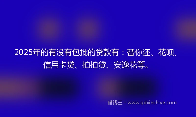 2025年的有没有包批的贷款有：替你还、花呗、信用卡贷、拍拍贷、安逸花等。