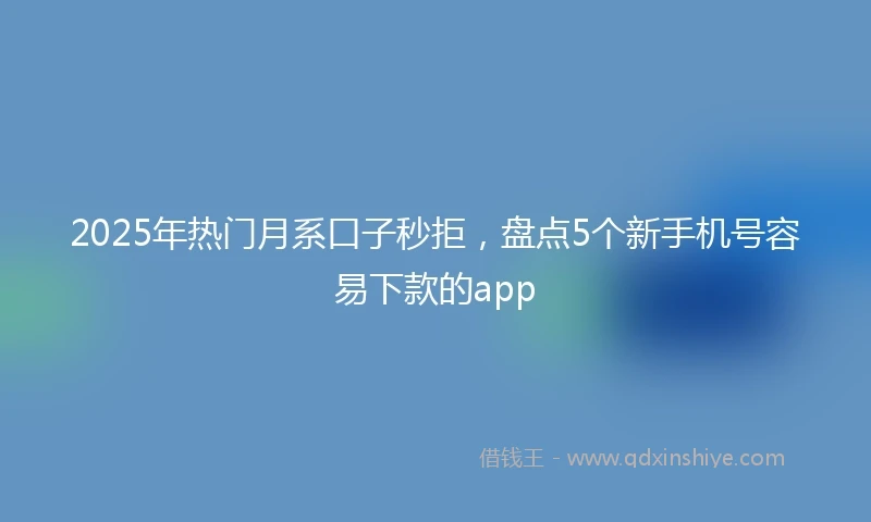 2025年热门月系口子秒拒，盘点5个新手机号容易下款的app
