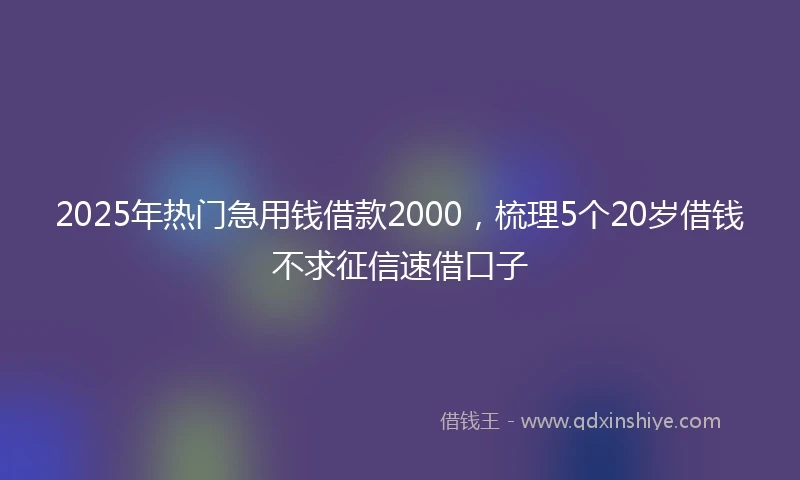 2025年热门急用钱借款2000，梳理5个20岁借钱不求征信速借口子