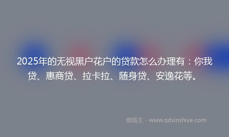 2025年的无视黑户花户的贷款怎么办理有：你我贷、惠商贷、拉卡拉、随身贷、安逸花等。