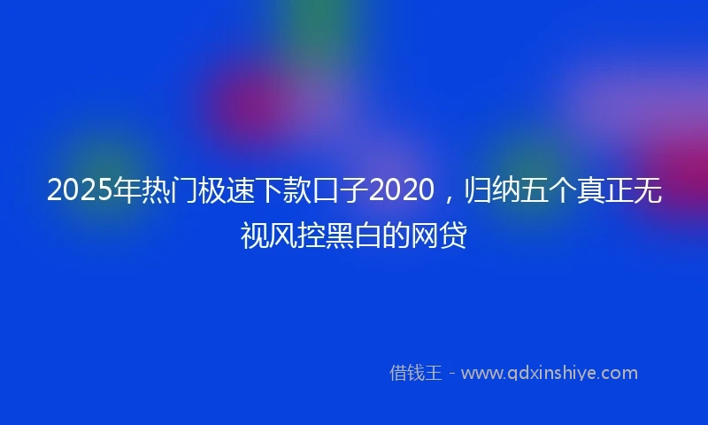 2025年热门极速下款口子2020，归纳五个真正无视风控黑白的网贷