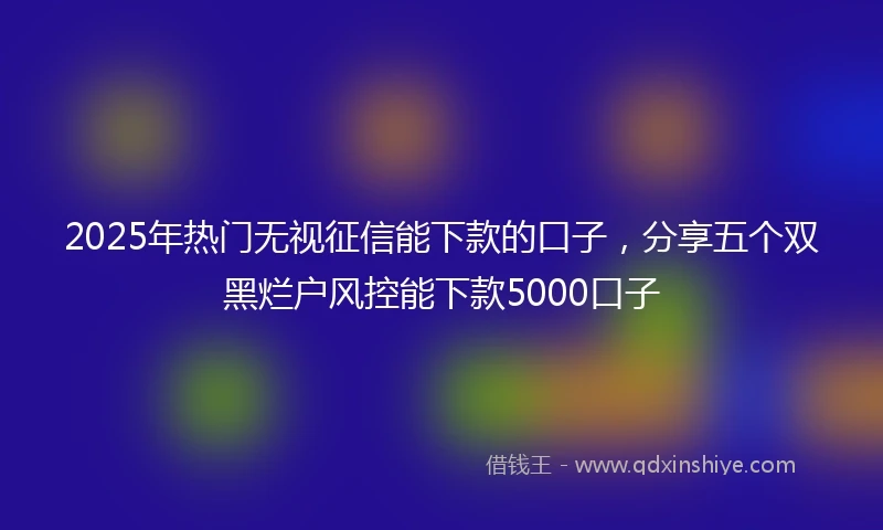 2025年热门无视征信能下款的口子，分享五个双黑烂户风控能下款5000口子