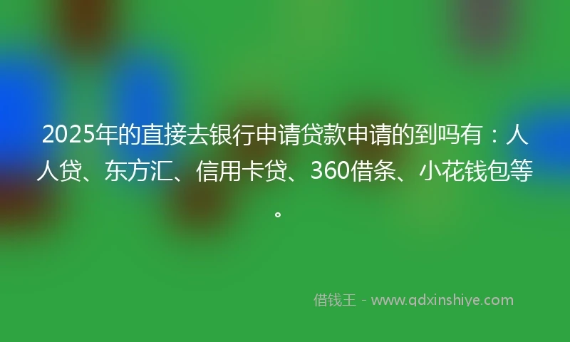 2025年的直接去银行申请贷款申请的到吗有：人人贷、东方汇、信用卡贷、360借条、小花钱包等。