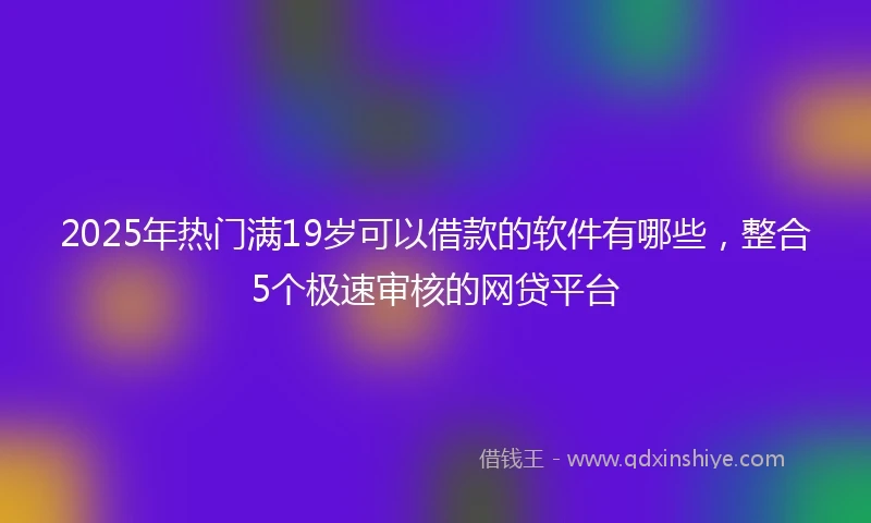 2025年热门满19岁可以借款的软件有哪些，整合5个极速审核的网贷平台
