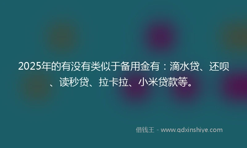 2025年的有没有类似于备用金有：滴水贷、还呗、读秒贷、拉卡拉、小米贷款等。