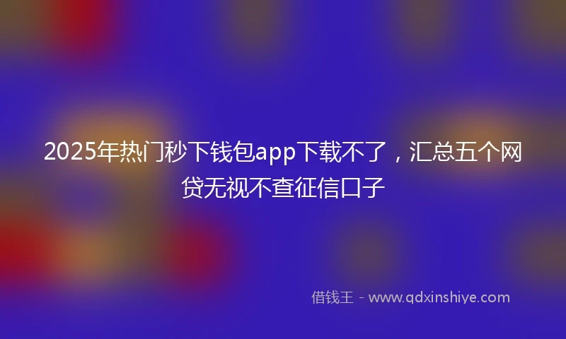 2025年热门秒下钱包app下载不了，汇总五个网贷无视不查征信口子