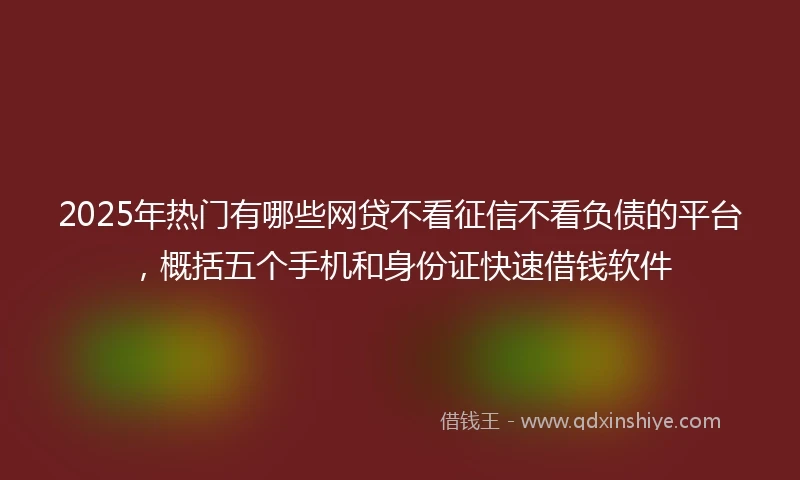 2025年热门有哪些网贷不看征信不看负债的平台，概括五个手机和身份证快速借钱软件