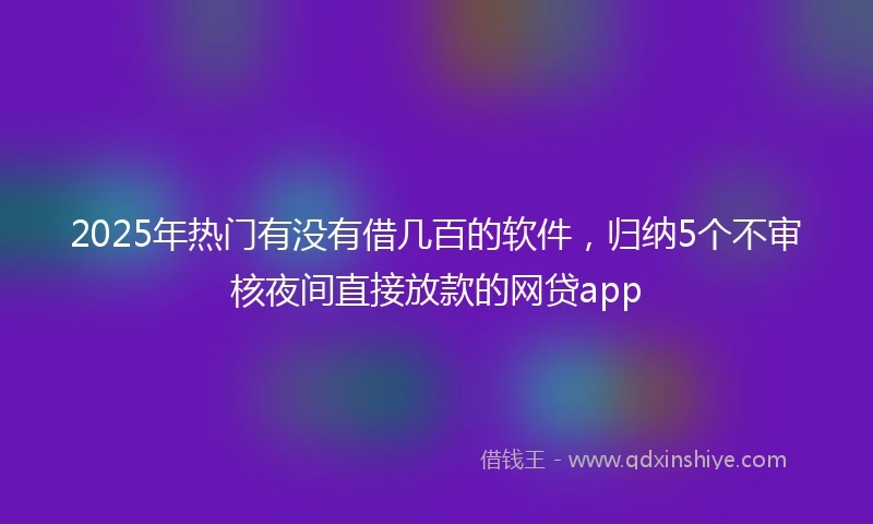 2025年热门有没有借几百的软件，归纳5个不审核夜间直接放款的网贷app