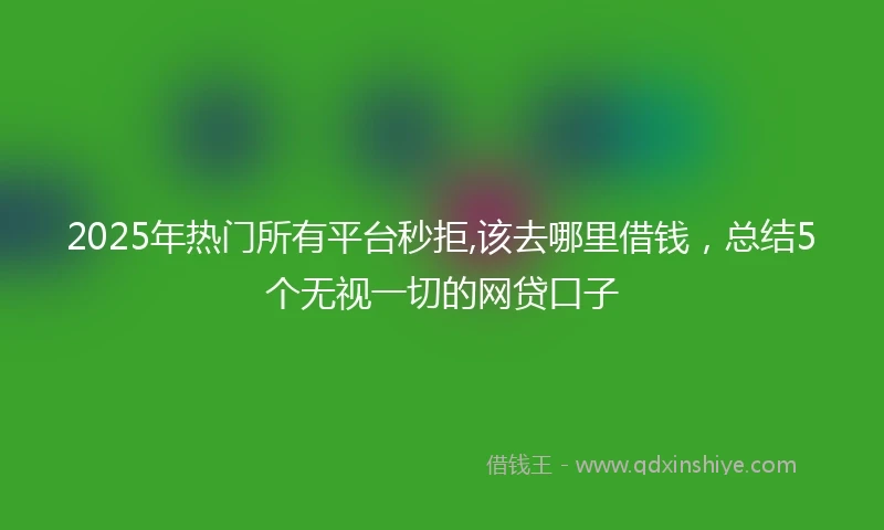2025年热门所有平台秒拒,该去哪里借钱，总结5个无视一切的网贷口子