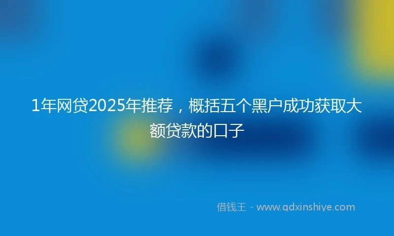 1年网贷2025年推荐，概括五个黑户成功获取大额贷款的口子