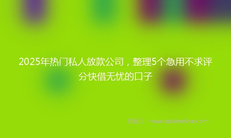2025年热门私人放款公司，整理5个急用不求评分快借无忧的口子