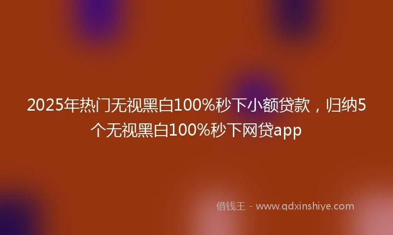 2025年热门无视黑白100%秒下小额贷款，归纳5个无视黑白100%秒下网贷app