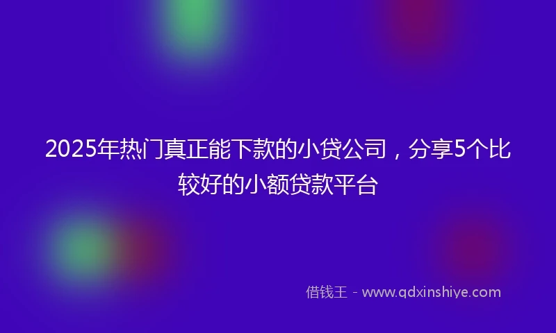 2025年热门真正能下款的小贷公司,分享5个比较好的小额贷款平台
