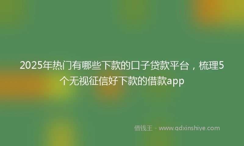 2025年热门有哪些下款的口子贷款平台，梳理5个无视征信好下款的借款app