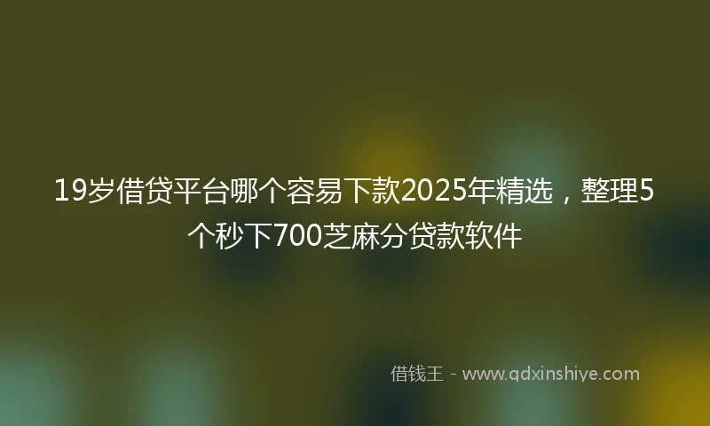 19岁借贷平台哪个容易下款2025年精选，整理5个秒下700芝麻分贷款软件