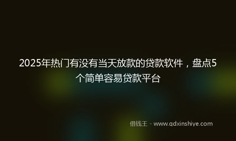 2025年热门有没有当天放款的贷款软件，盘点5个简单容易贷款平台