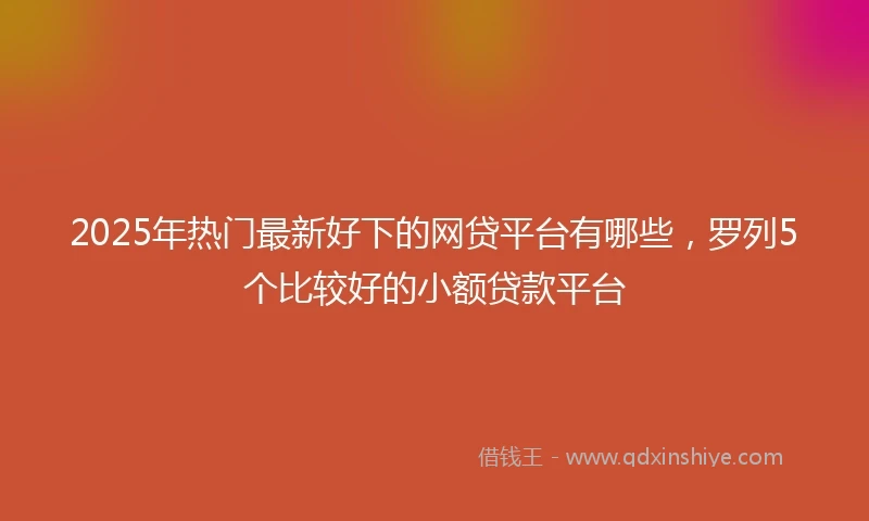 2025年热门最新好下的网贷平台有哪些，罗列5个比较好的小额贷款平台